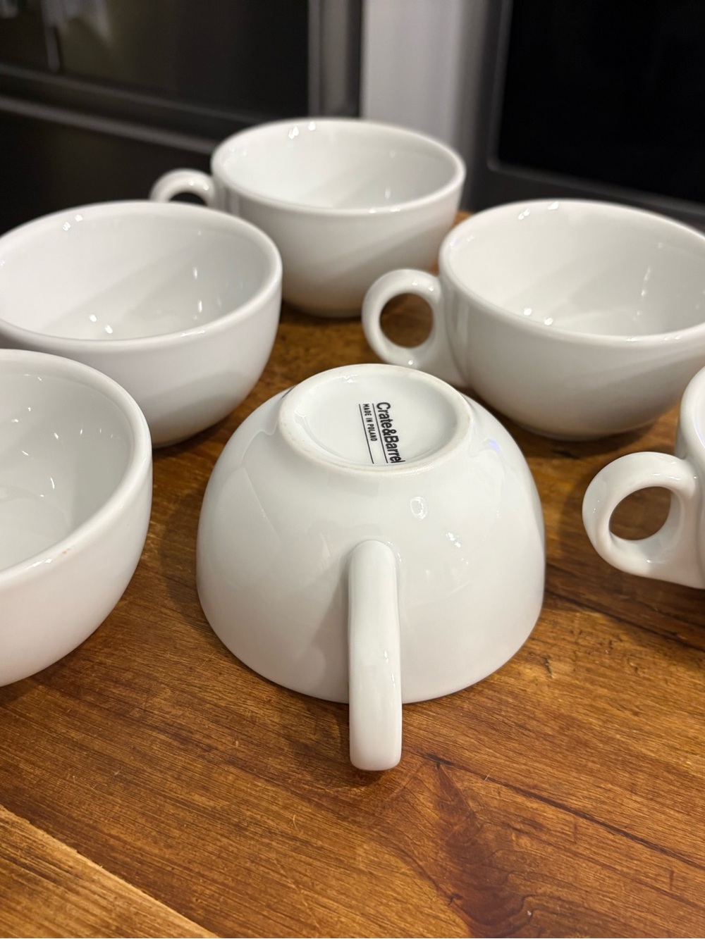 New Crate&Barrel Cafeware ll White Porcelain Coffee Cups - Set of 6